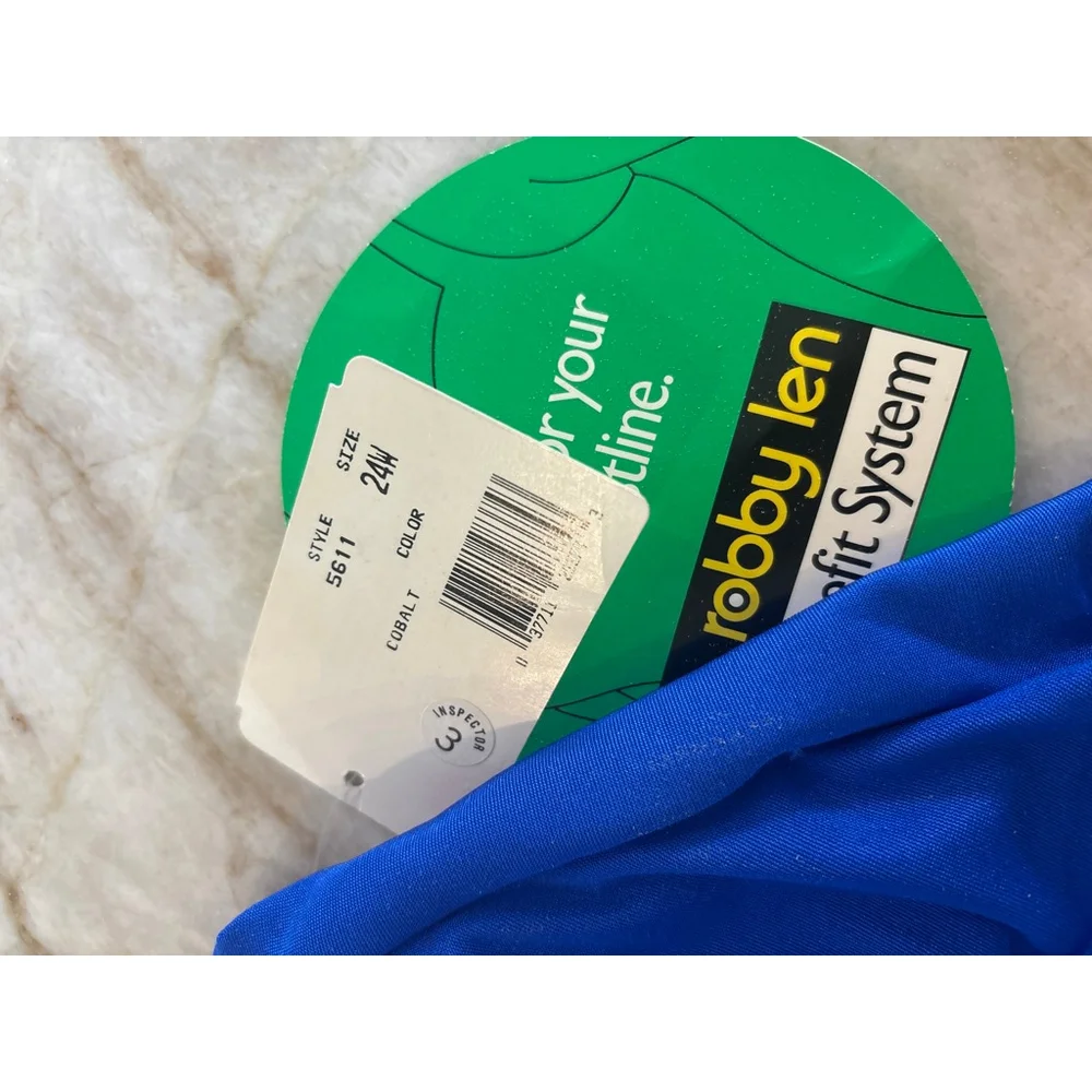 Vintage Women's Robby Len Cobalt Blue One Piece Swimsuit 24W with Beige Lining